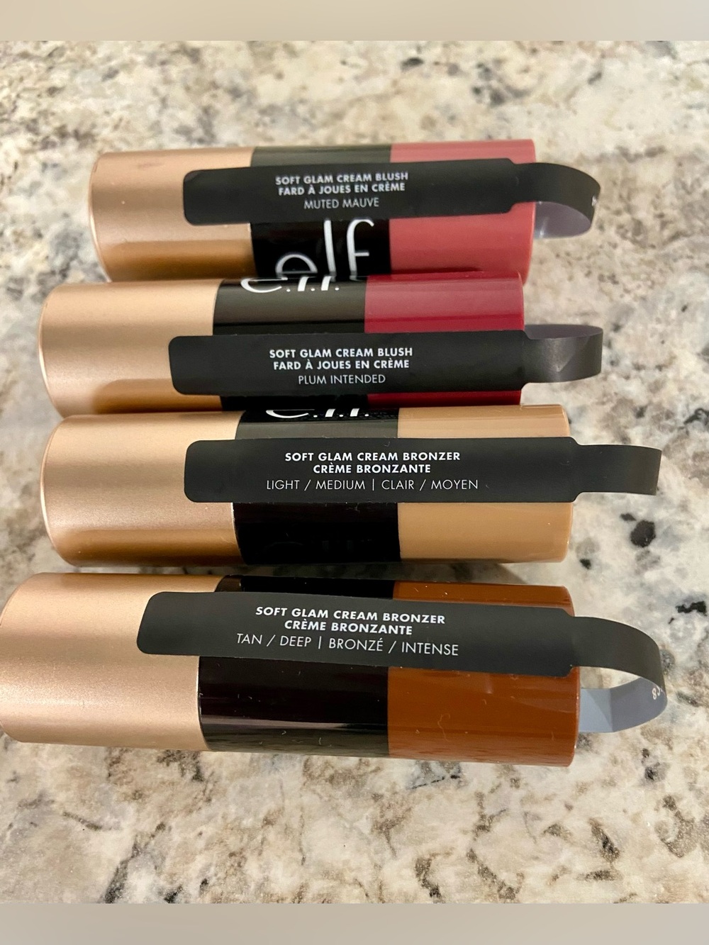 e.l.f. Soft Glam Cream Blush & Bronzer Mixed Lot 4pc Full Size All Skin